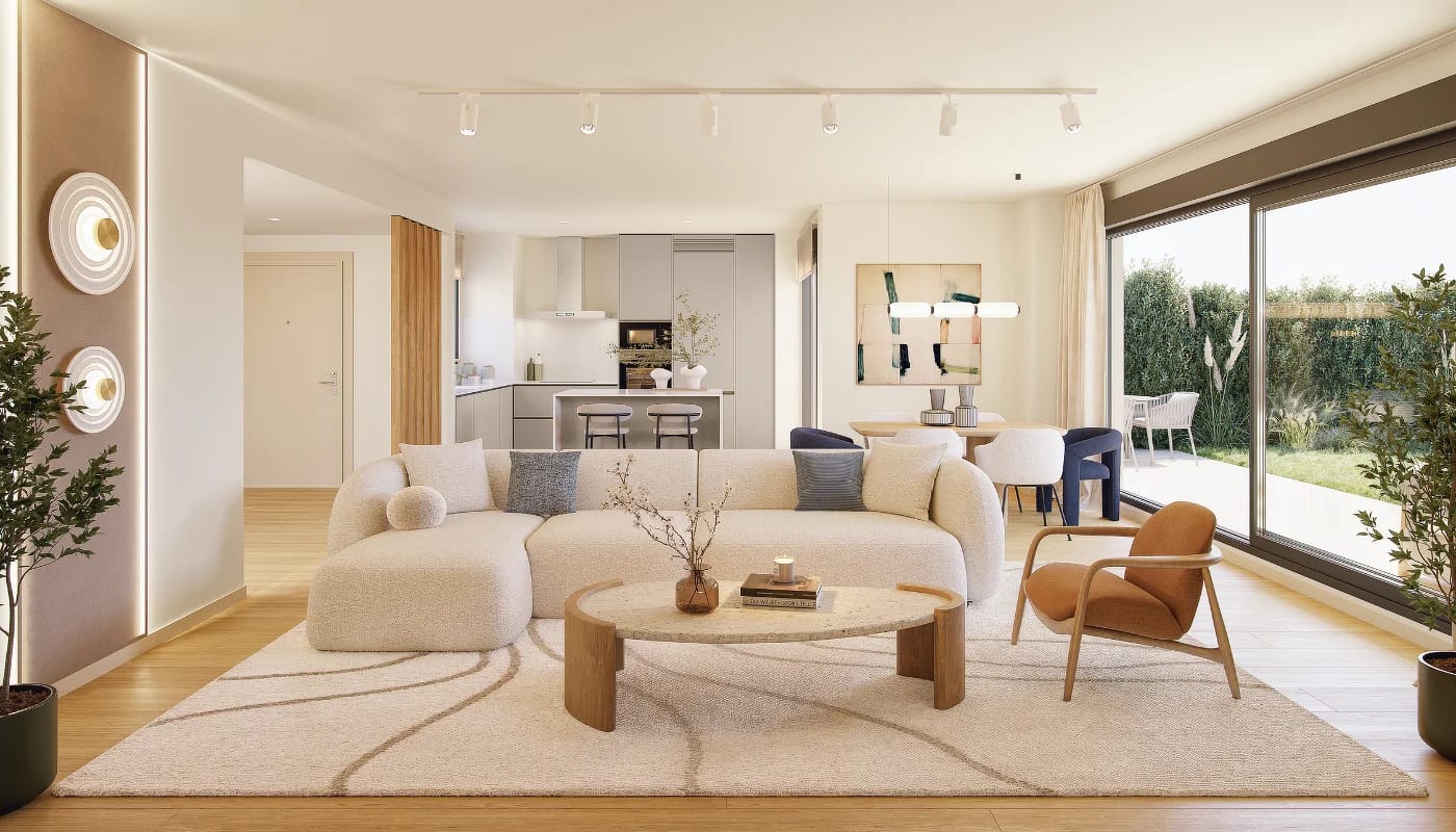 Living room opening to the garden
