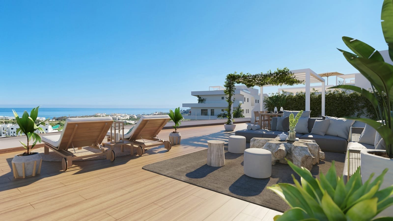 Rooftop terrace · Mediterranean view